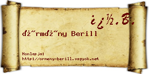 Örmény Berill névjegykártya